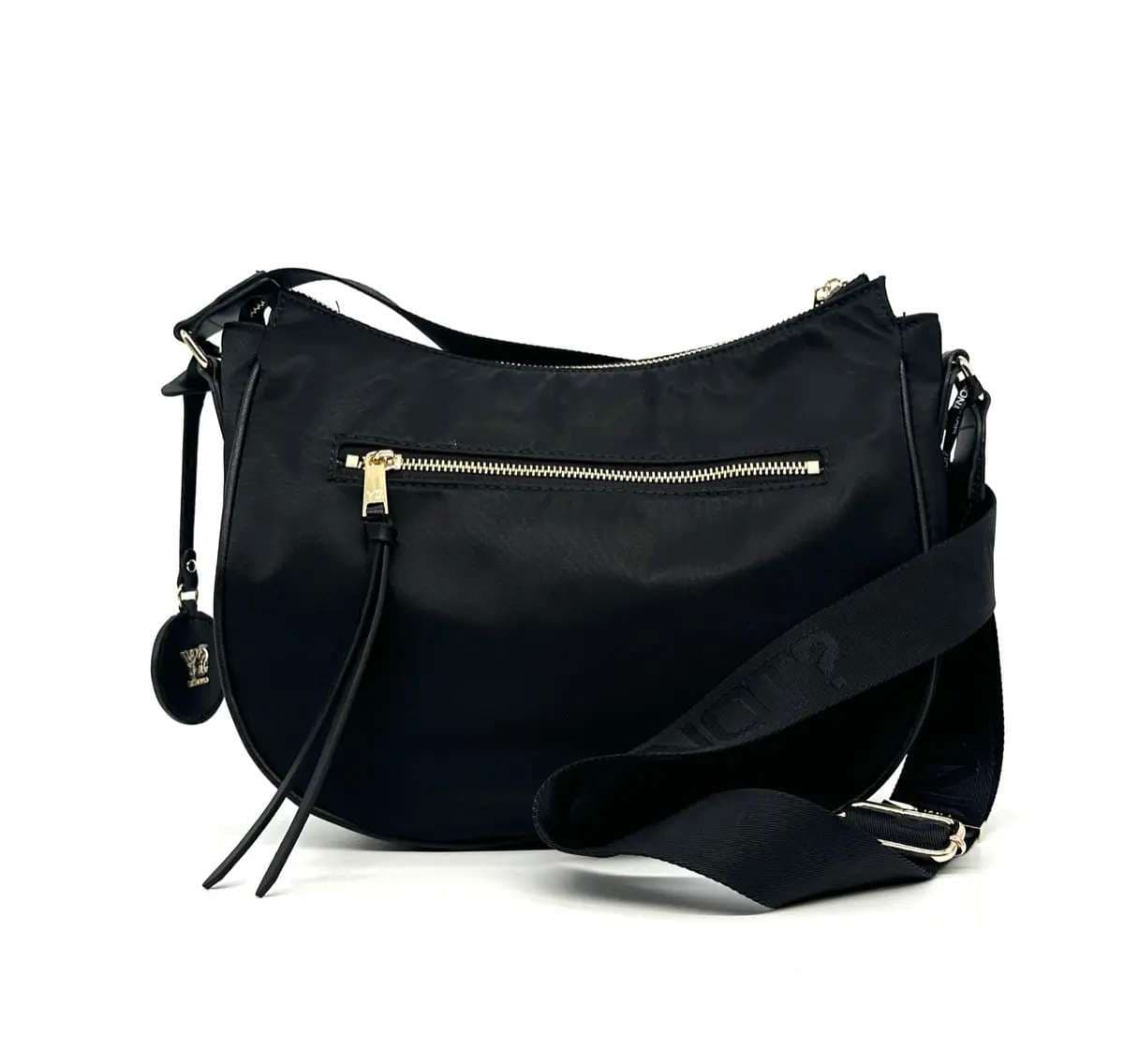 Ynot borsa donna a spalla CLOUD nera con tracolla regolabile e tasca frontale zip - 3