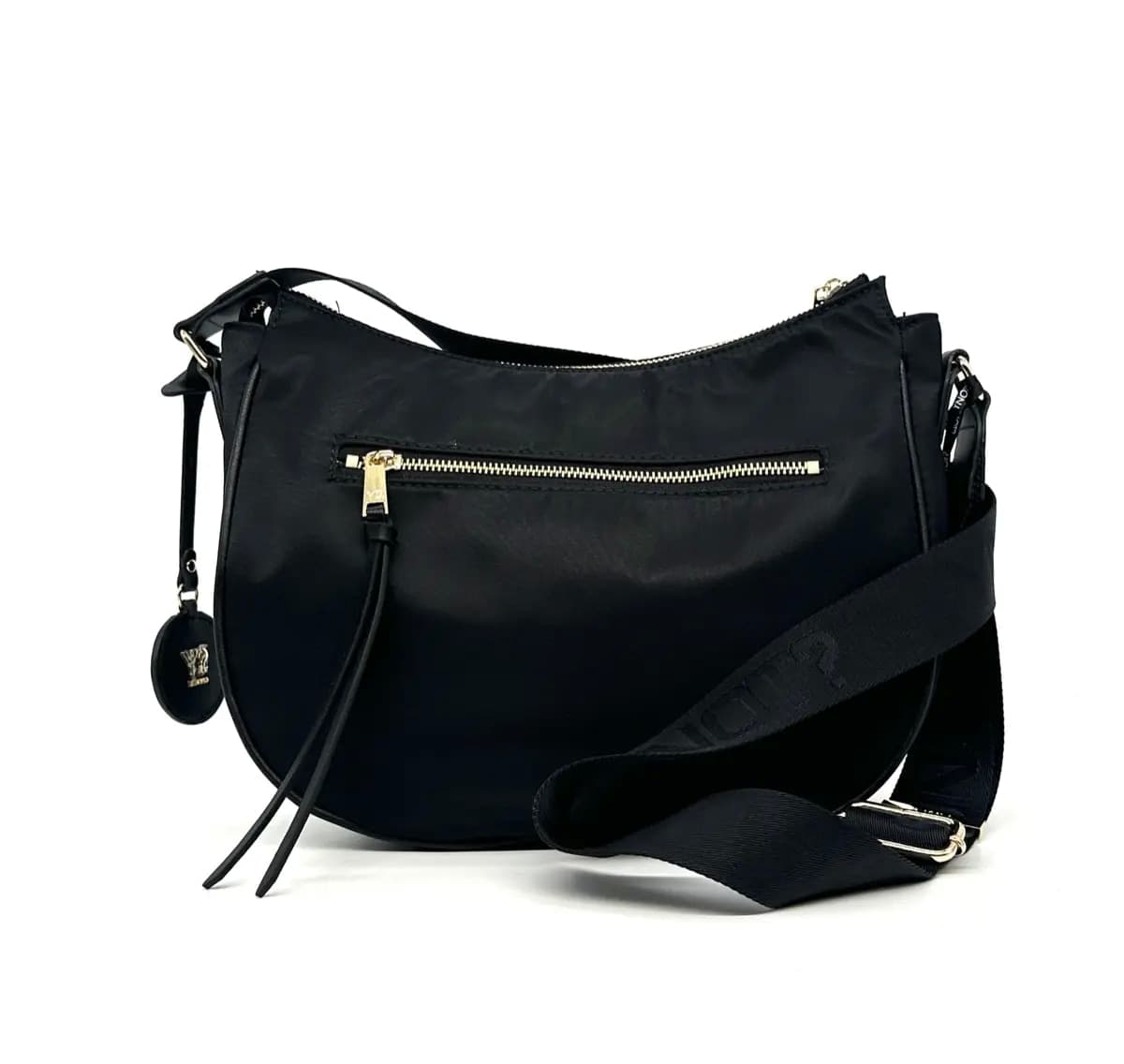 Ynot borsa donna a spalla CLOUD nera con tracolla regolabile e tasca frontale zip - 3