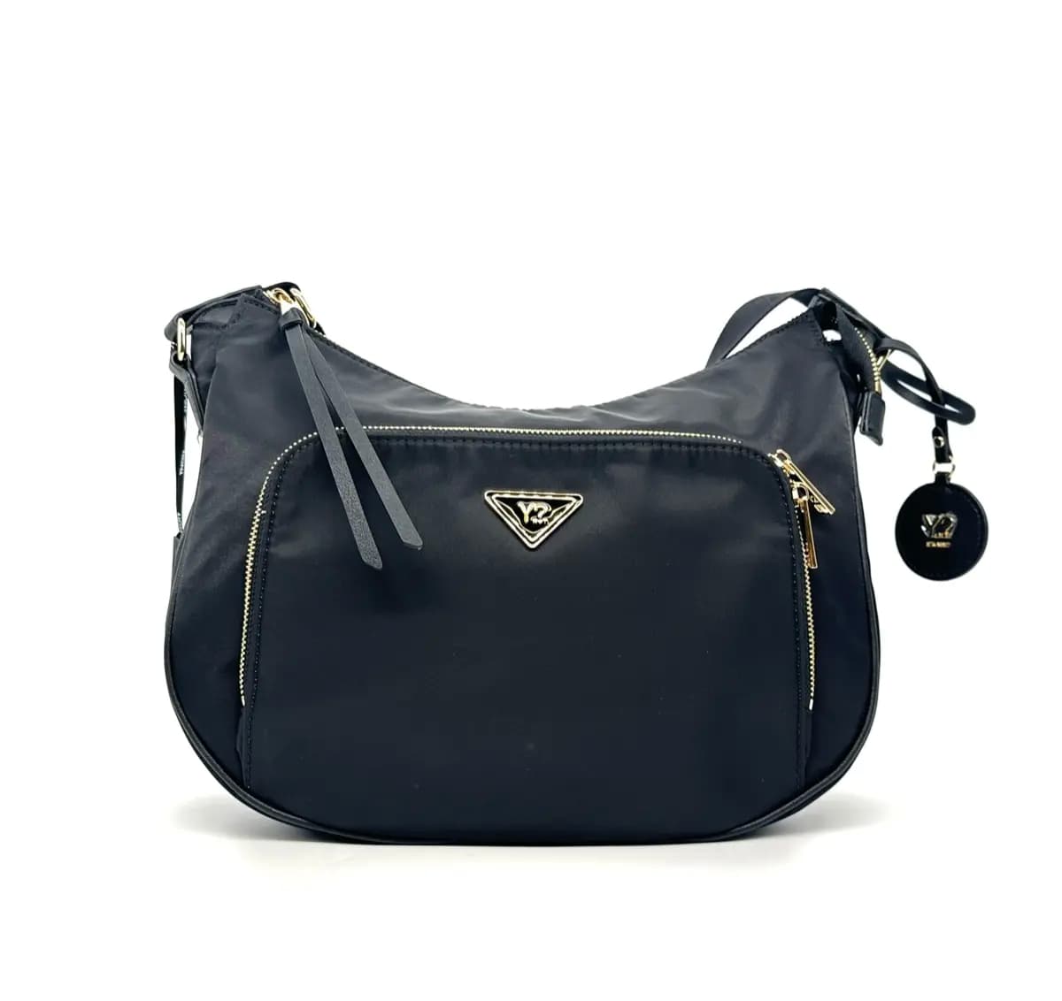 Ynot Borsa donna CLOUD nera a tracolla con tasca frontale zip - 5