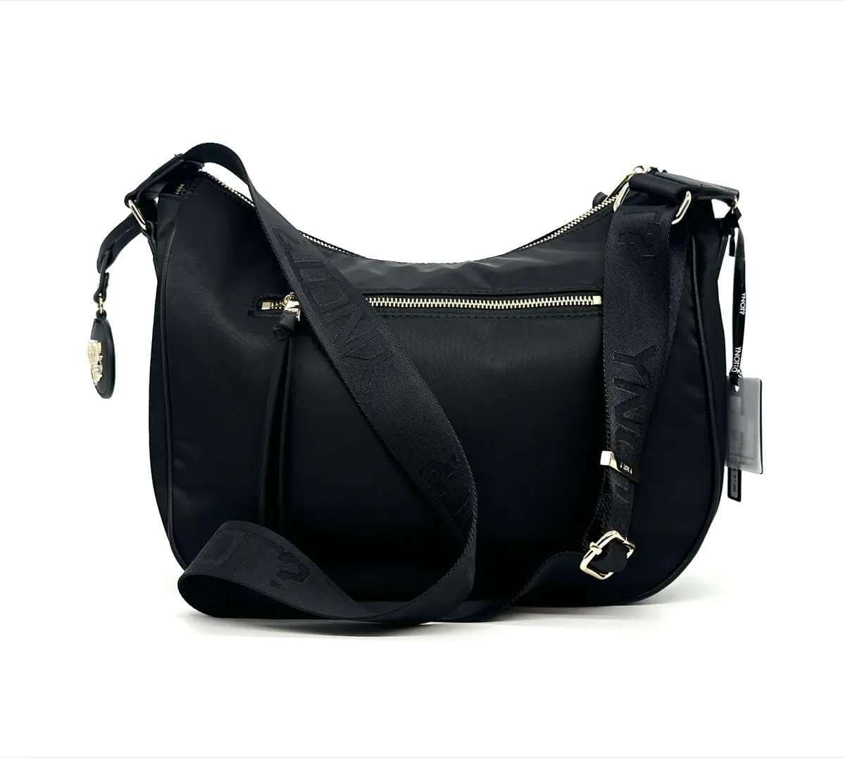 Ynot Borsa donna CLOUD nera a tracolla con tasca frontale zip - 4
