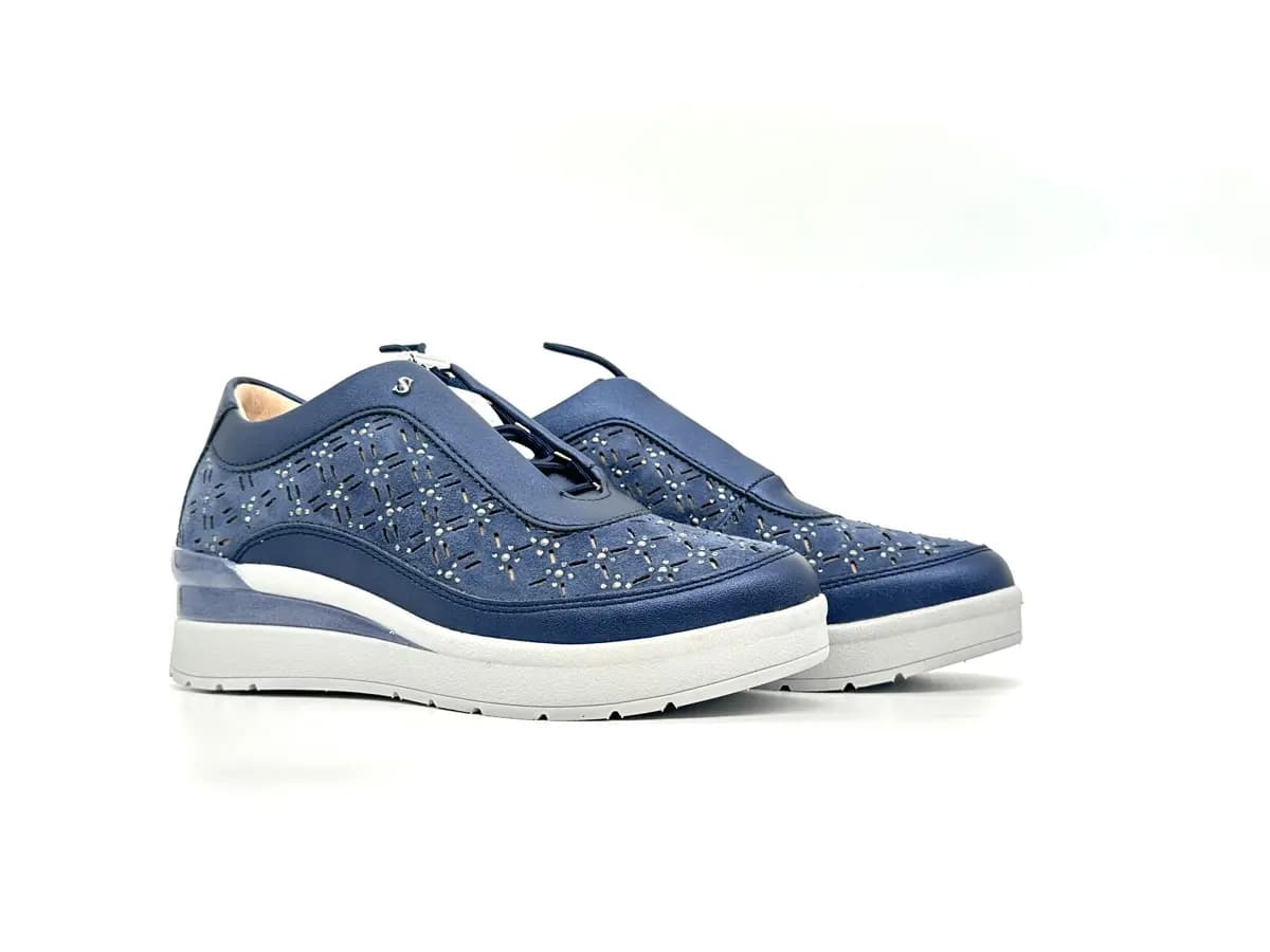 Stonefly sneaker donna blu traforate zeppa comfort suola leggera - 6