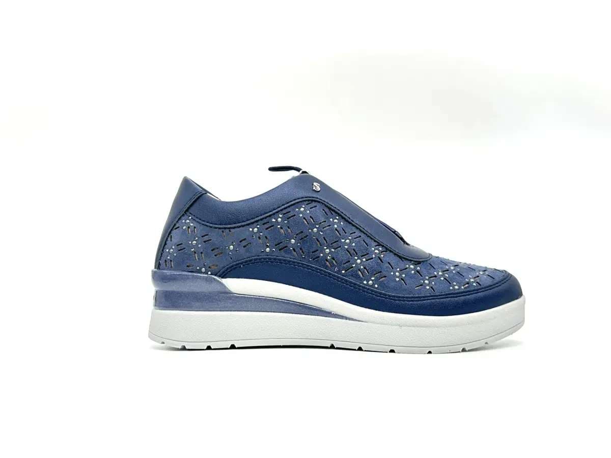 Stonefly sneaker donna blu traforate zeppa comfort suola leggera - 3
