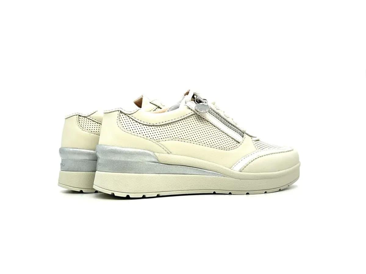 Stonefly sneaker donna beige traforate zip laterale zeppa comfort suola leggera - 2