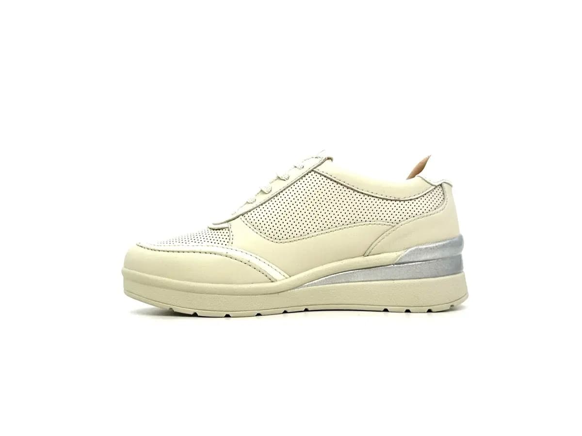 Stonefly sneaker donna beige traforate zip laterale zeppa comfort suola leggera - 5