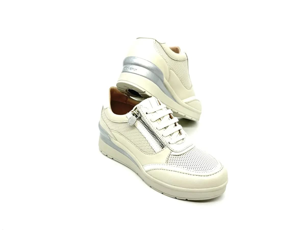 Stonefly sneaker donna beige traforate zip laterale zeppa comfort suola leggera - 6