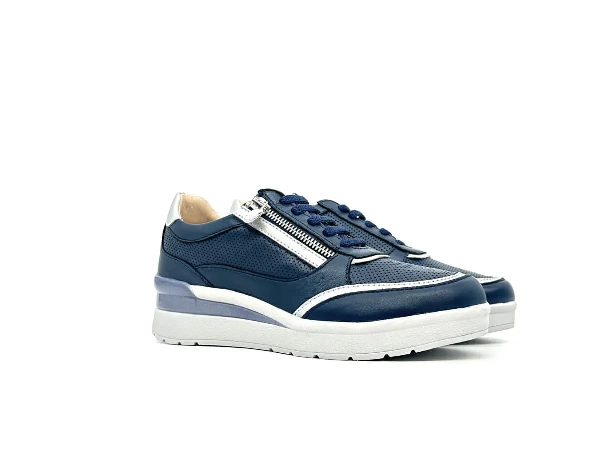 Stonefly sneaker donna blu traforate zip laterale zeppa comfort suola leggera - 6