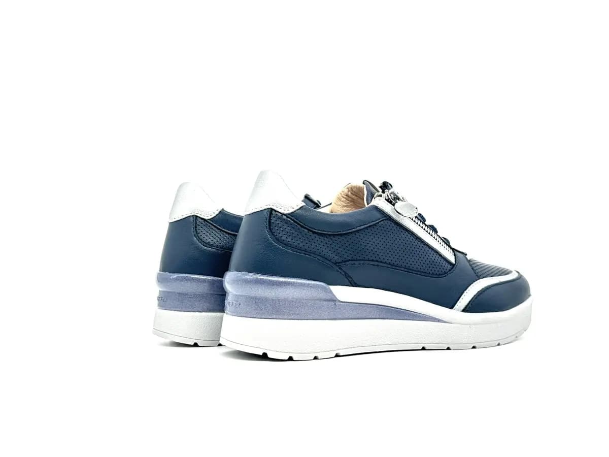 Stonefly sneaker donna blu traforate zip laterale zeppa comfort suola leggera - 2