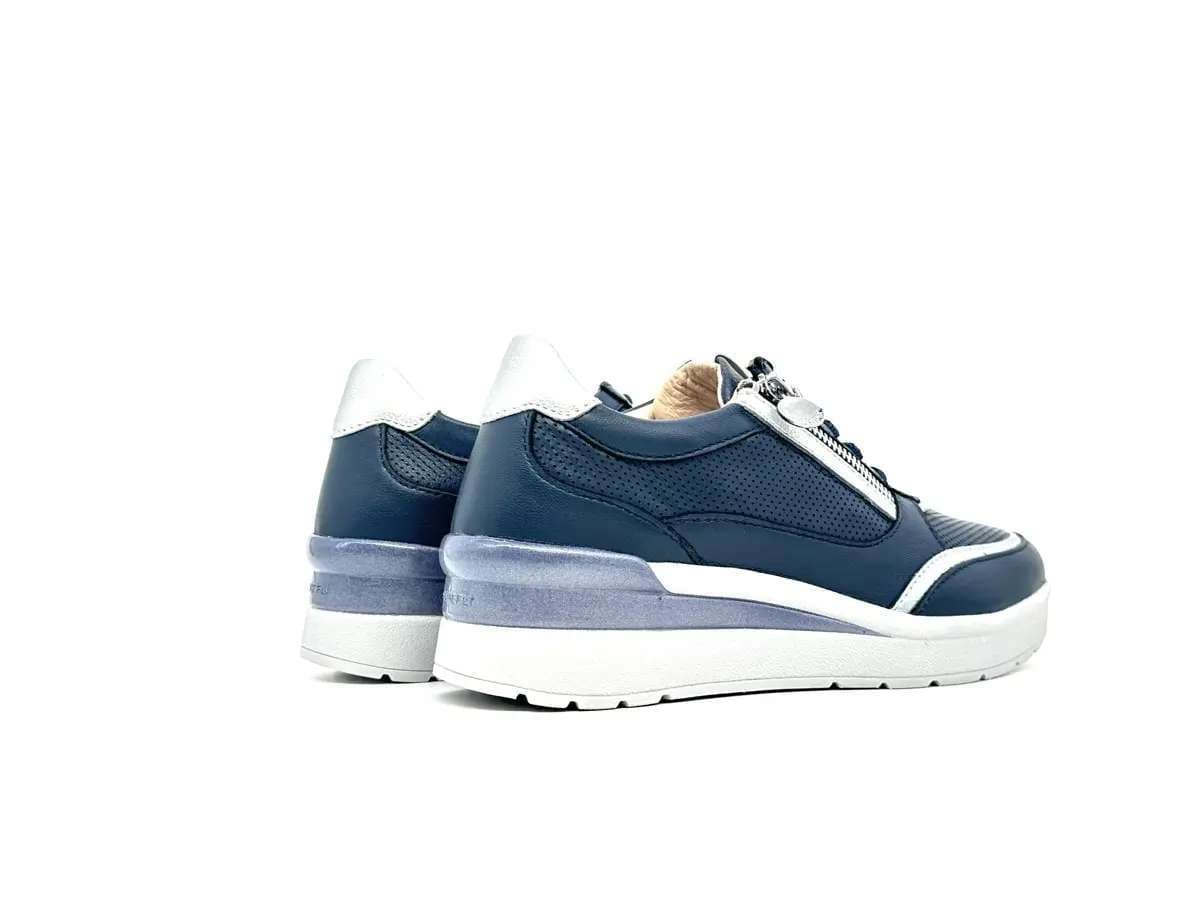 Stonefly sneaker donna blu traforate zip laterale zeppa comfort suola leggera - 2