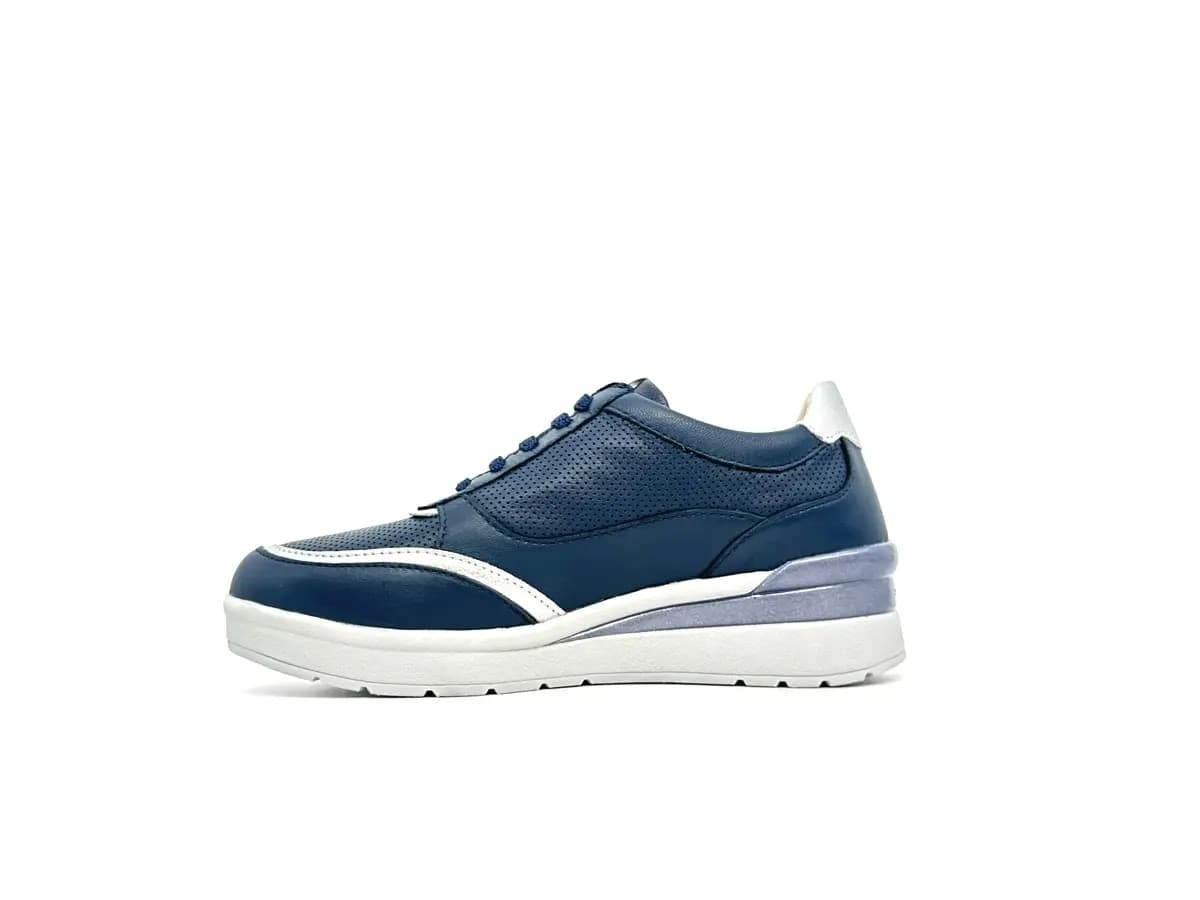 Stonefly sneaker donna blu traforate zip laterale zeppa comfort suola leggera - 4