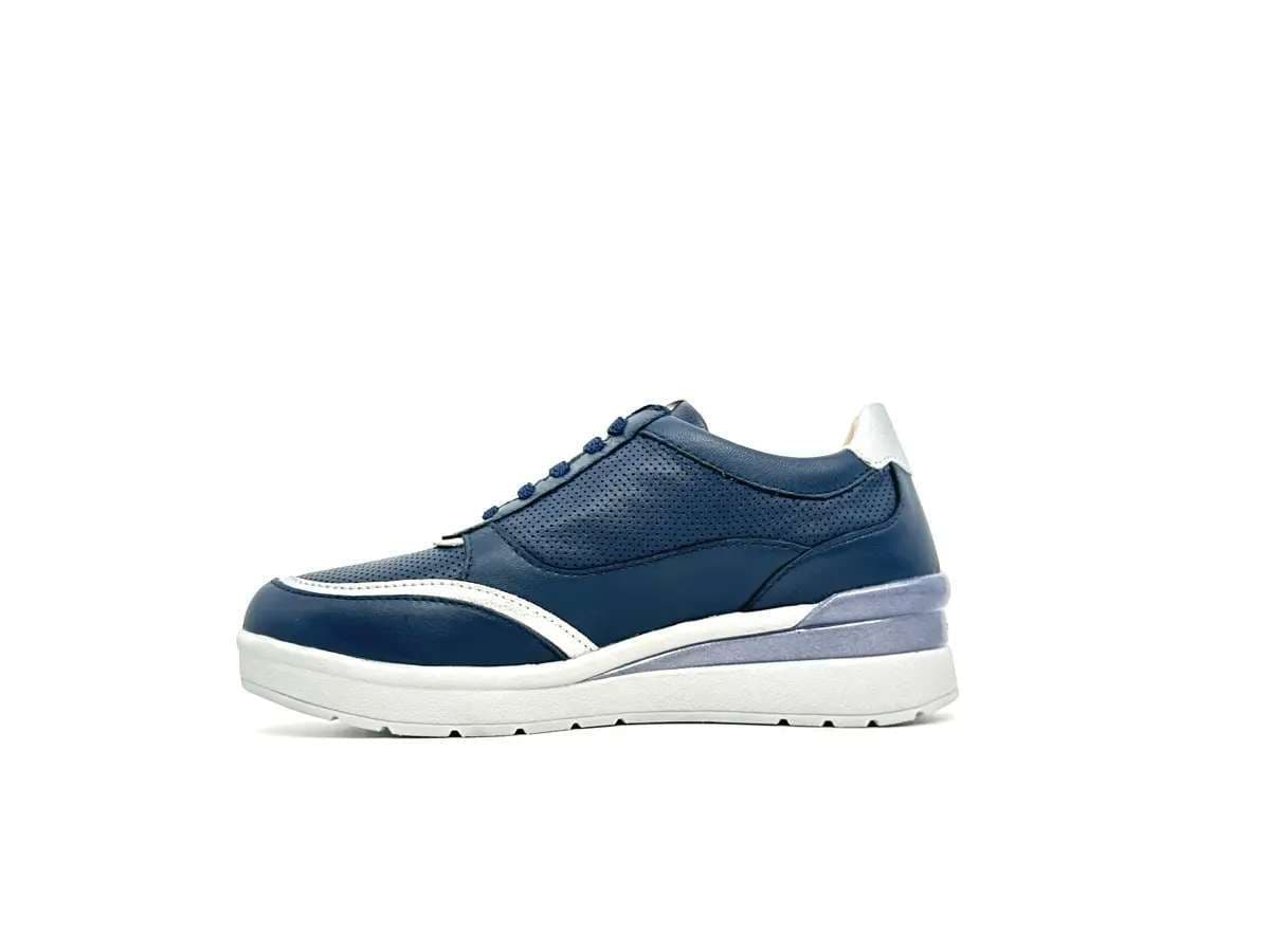 Stonefly sneaker donna blu traforate zip laterale zeppa comfort suola leggera - 4