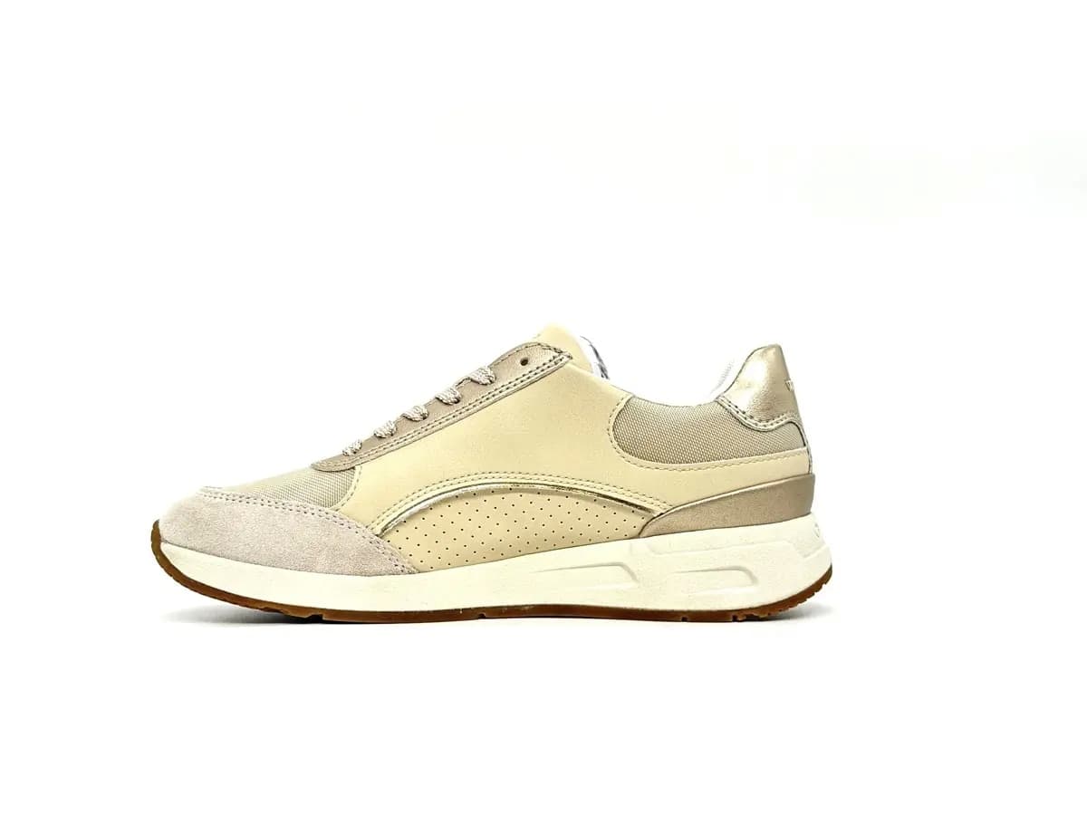 Geox Bulmya sneaker donna beige zip laterale pelle e tessuto suola traspirante - 3