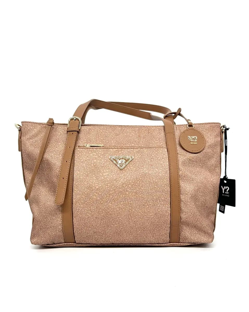 Ynot borsa donna nocciola stampa texture con tracolla Milano - 5