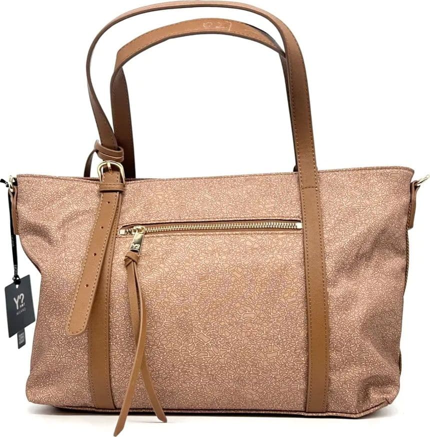 Ynot borsa donna nocciola stampa texture con tracolla Milano - 4