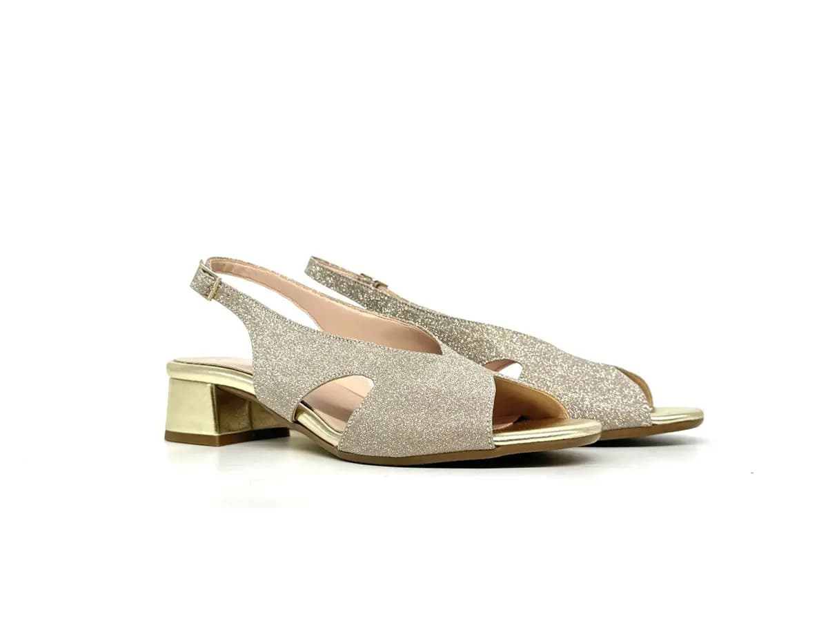 Cinzia Soft sandali donna platino glitter tacco basso - 7