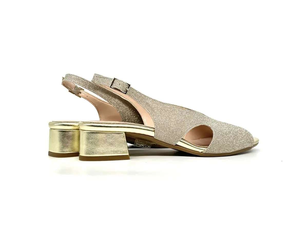 Cinzia Soft sandali donna platino glitter tacco basso - 2