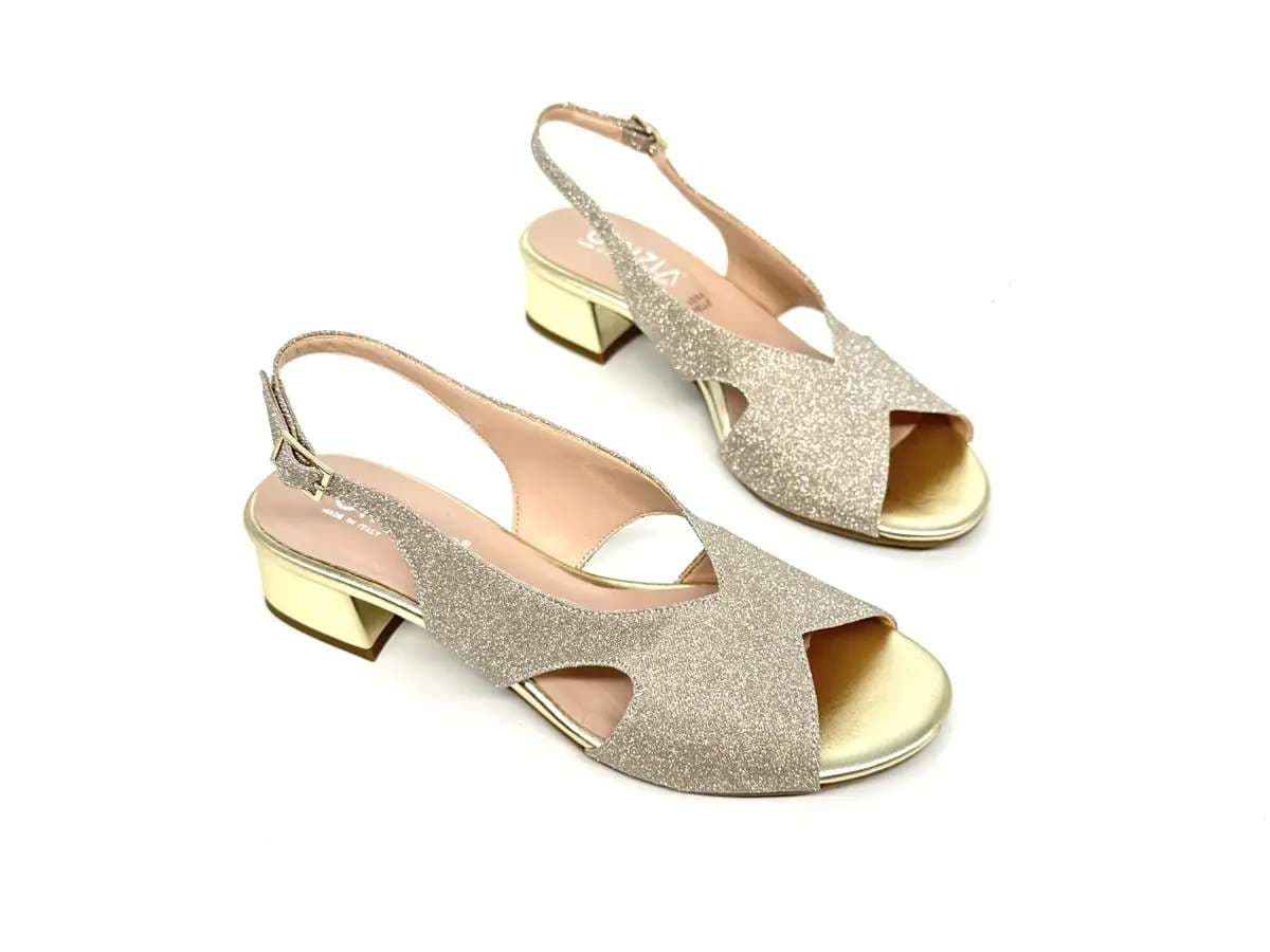 Cinzia Soft sandali donna platino glitter tacco basso - 3