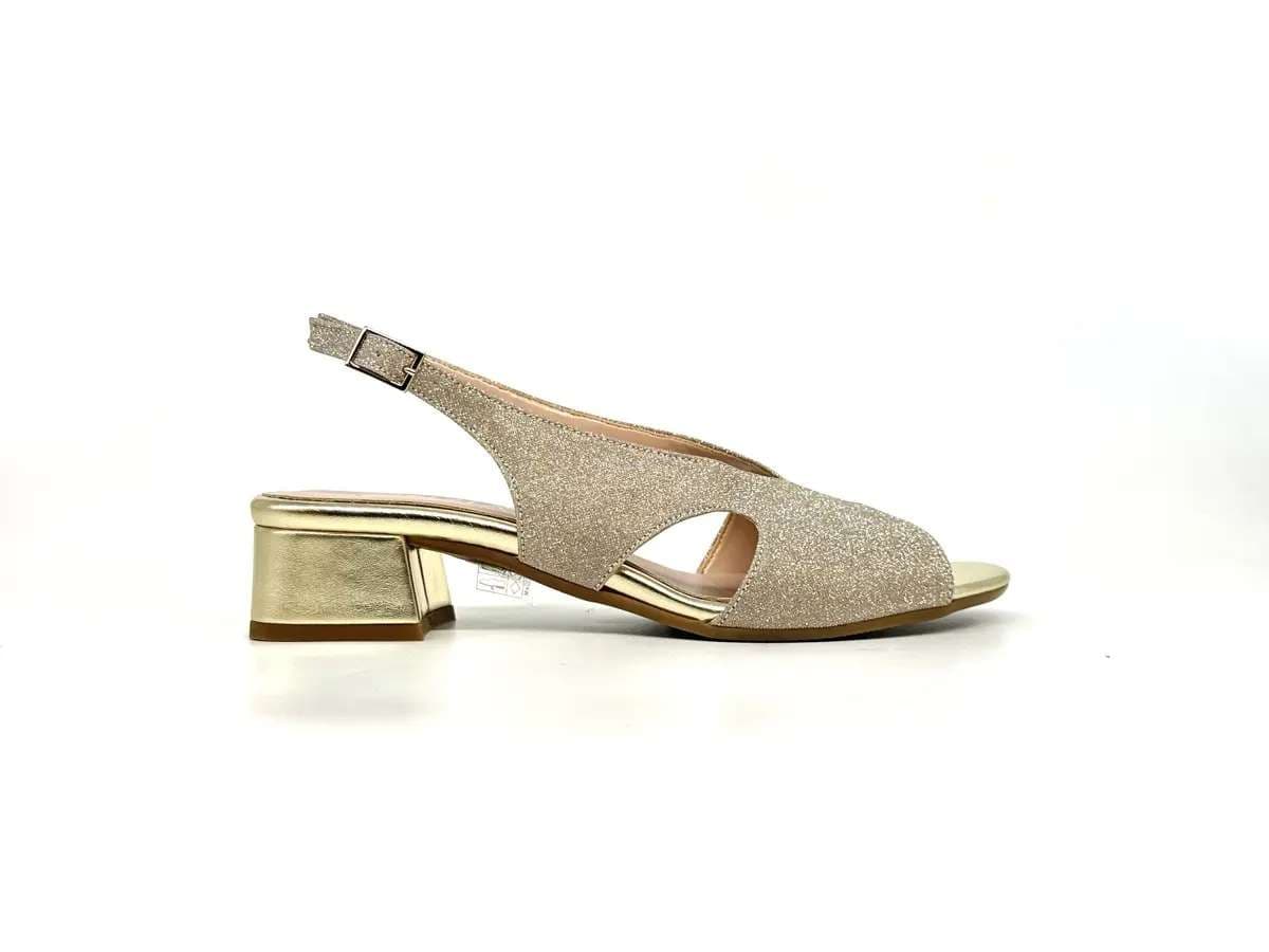Cinzia Soft sandali donna platino glitter tacco basso - 5