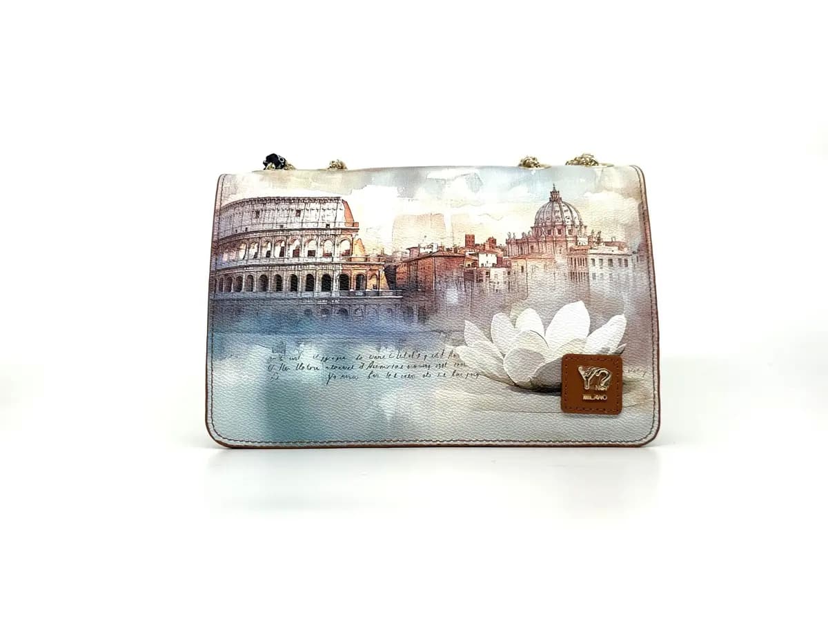 Ynot borsa donna a spalla Rome Lotus stampa multicolor Roma - 5