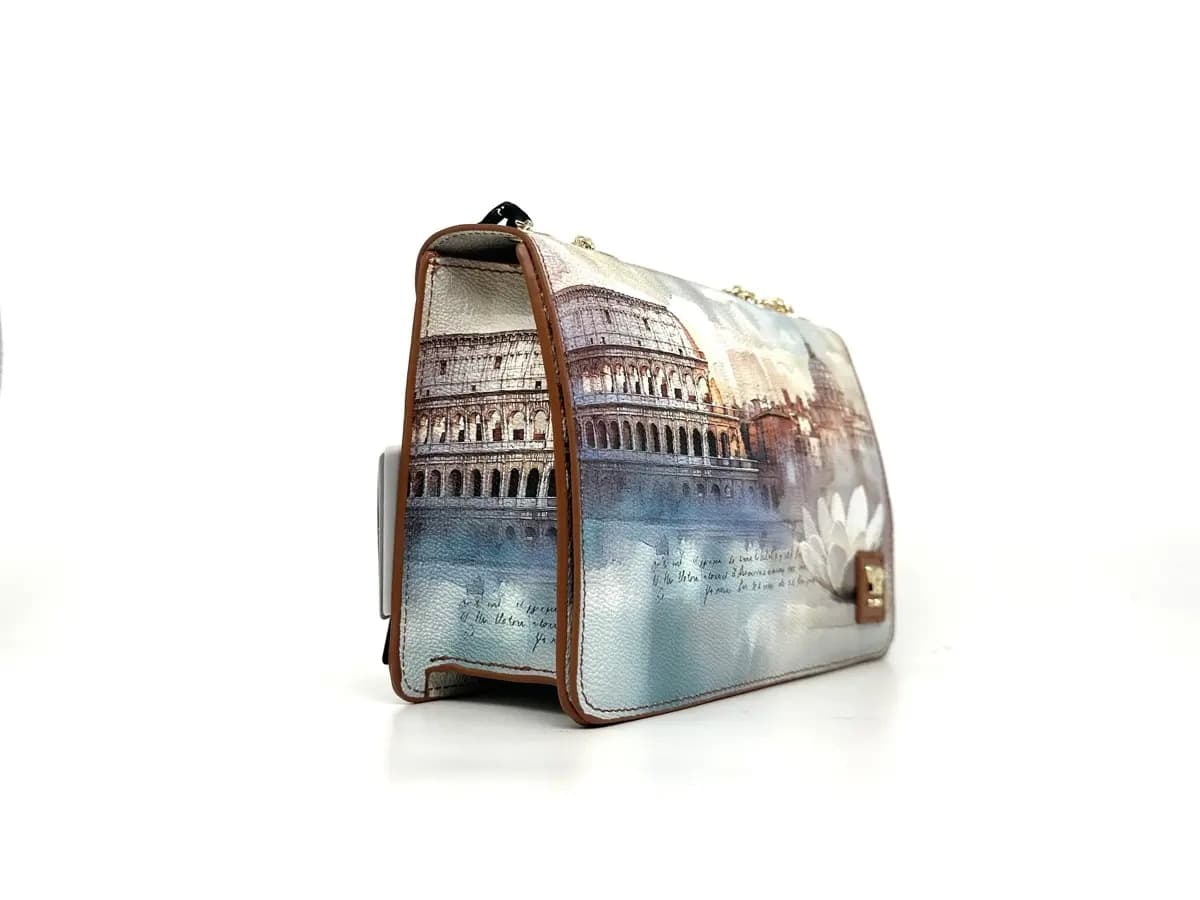 Ynot borsa donna a spalla Rome Lotus stampa multicolor Roma - 2