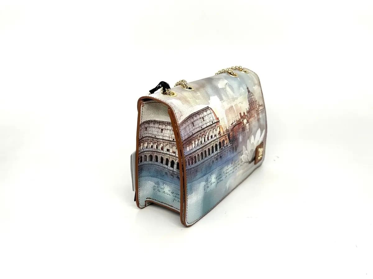 Ynot borsa donna a spalla Rome Lotus stampa multicolor Roma - 3