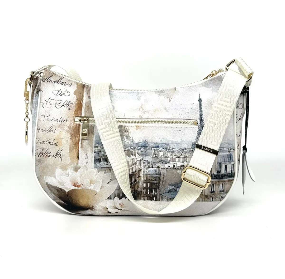 Ynot borsa donna a tracolla Paris Dream stampa Parigi panna - 4