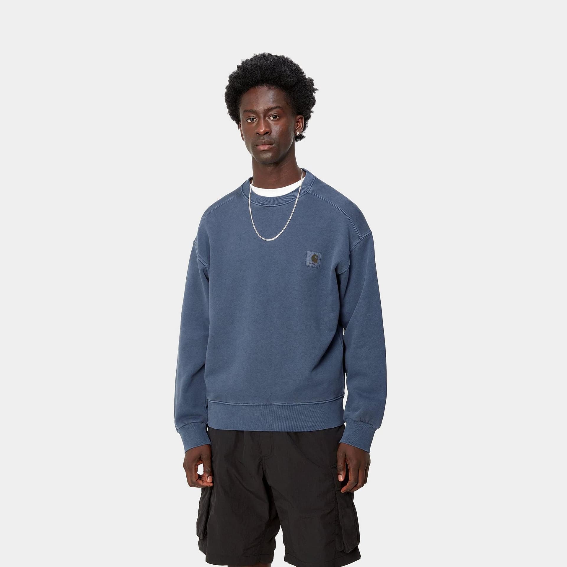 Felpa Carhartt Nelson Sweatshirt blue elder garment dyed - 3