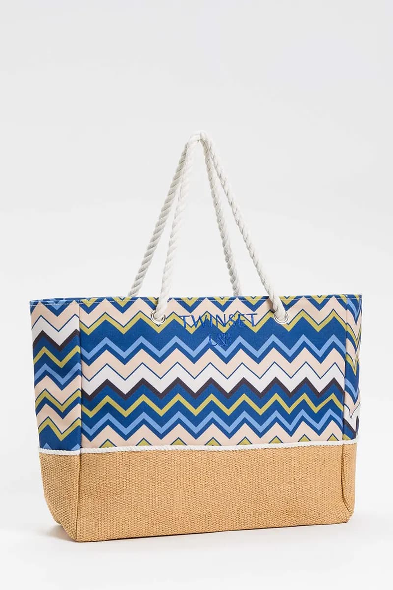 TWINSET | Borsa mare in canvas chevron - 8