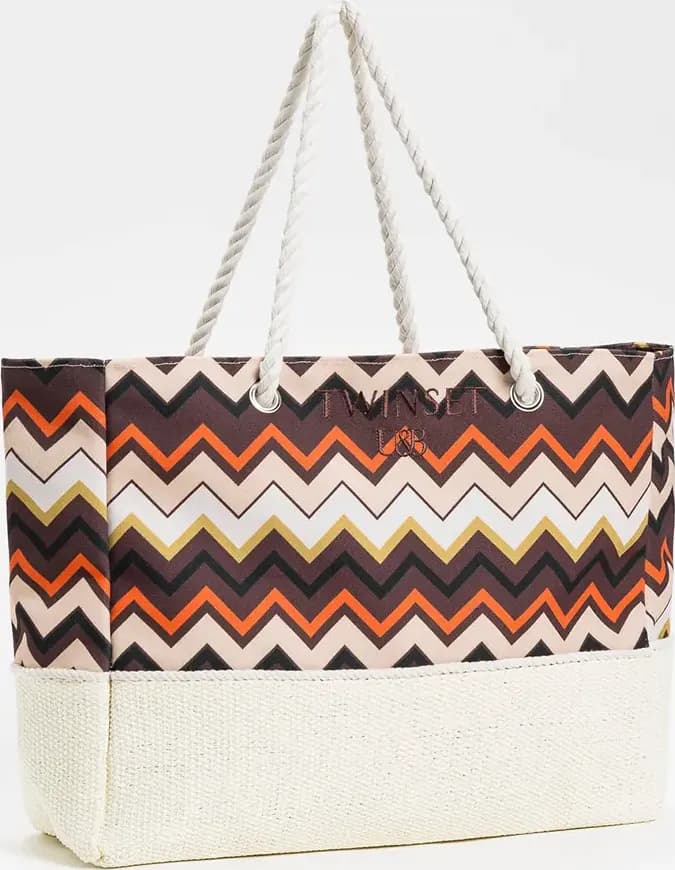 TWINSET | Borsa mare in canvas chevron - 7