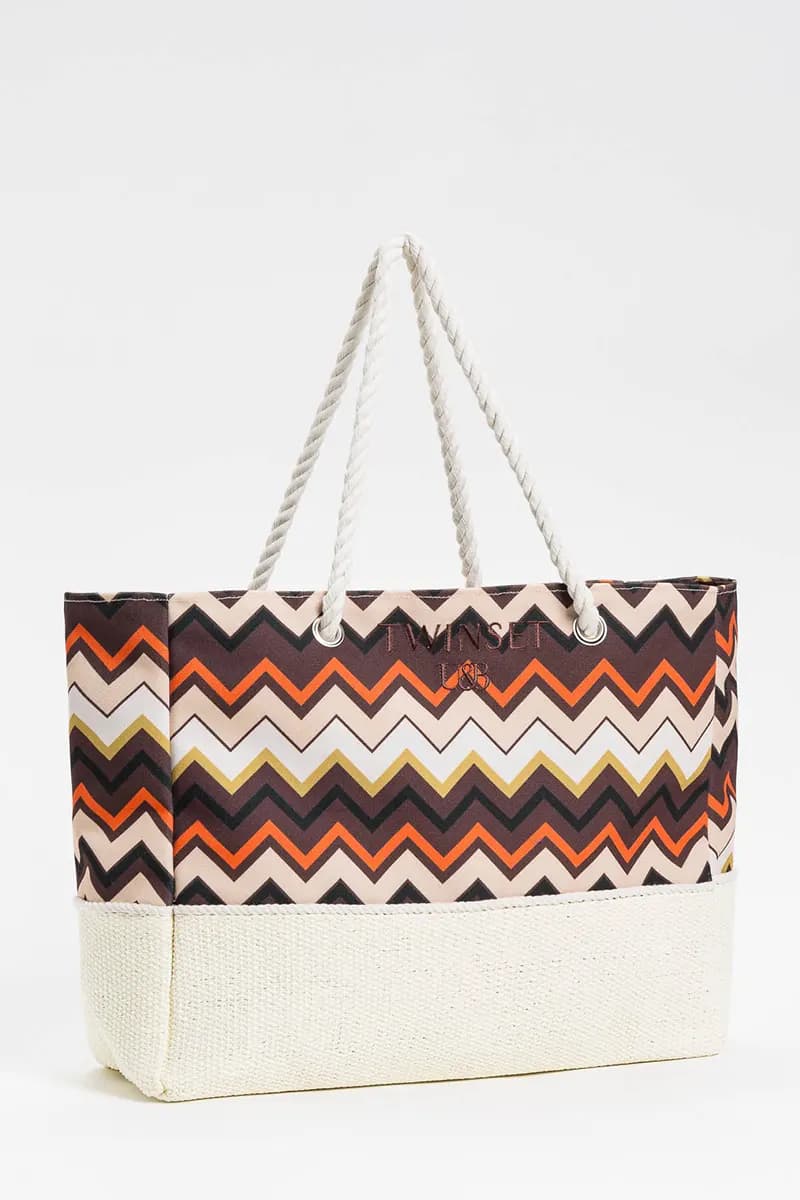 TWINSET | Borsa mare in canvas chevron - 7
