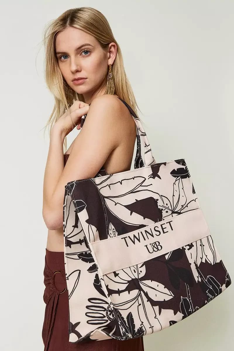TWINSET | Borsa shopper in canvas a fiori - 5