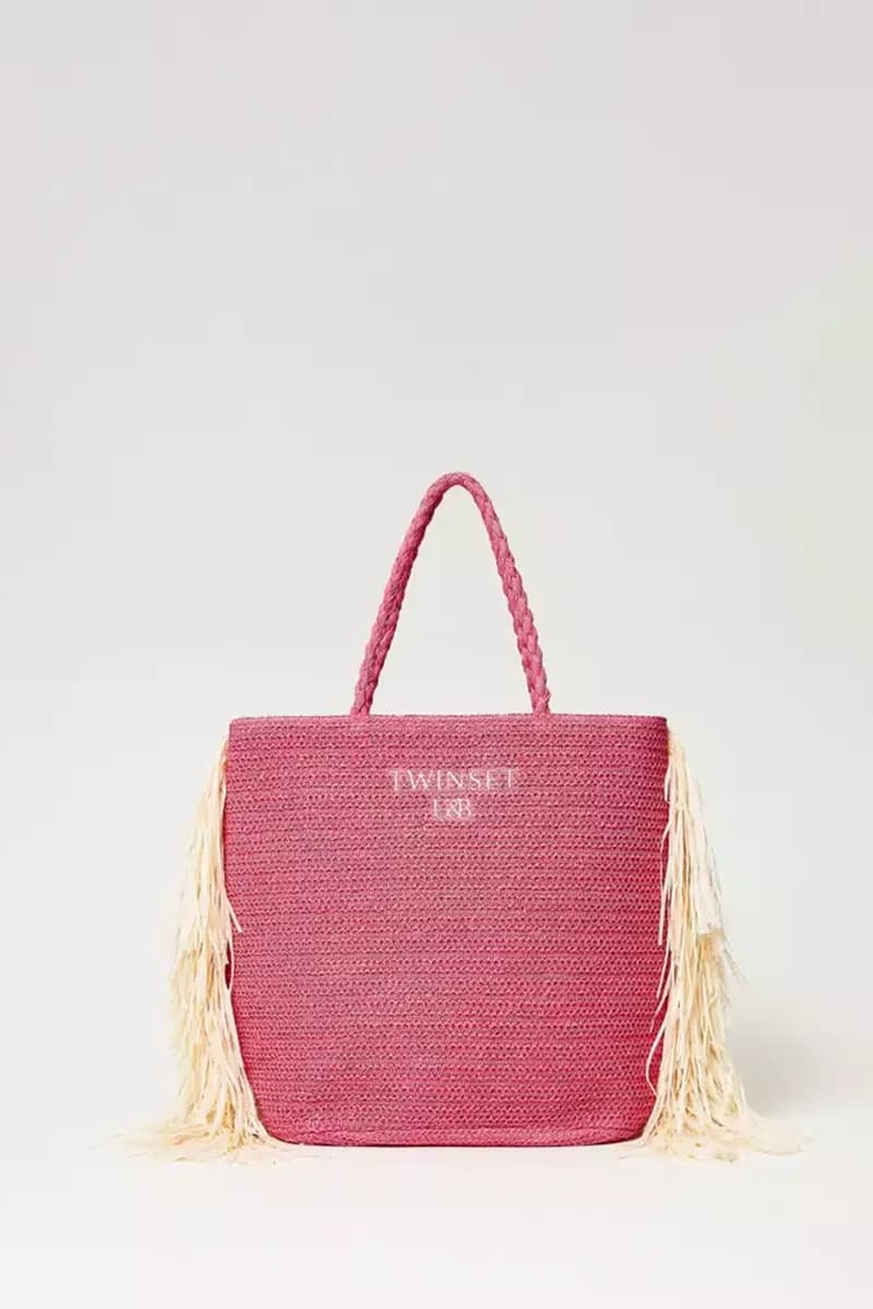 TWINSET | Borsa shopping effetto rafia con frange - 10