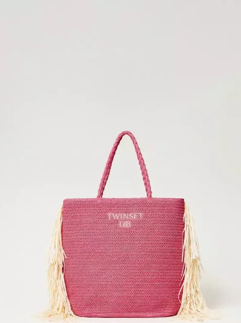 TWINSET | Borsa shopping effetto rafia con frange - 2