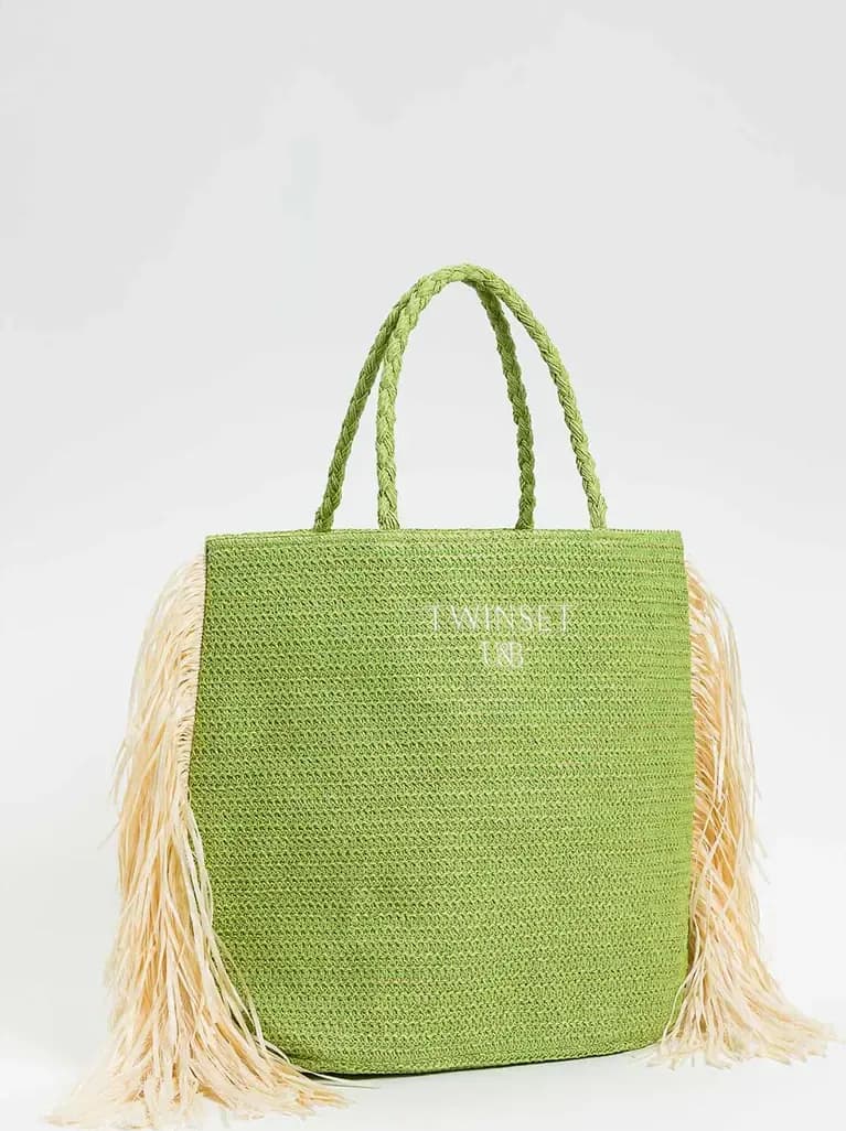 TWINSET | Borsa shopping effetto rafia con frange - 6