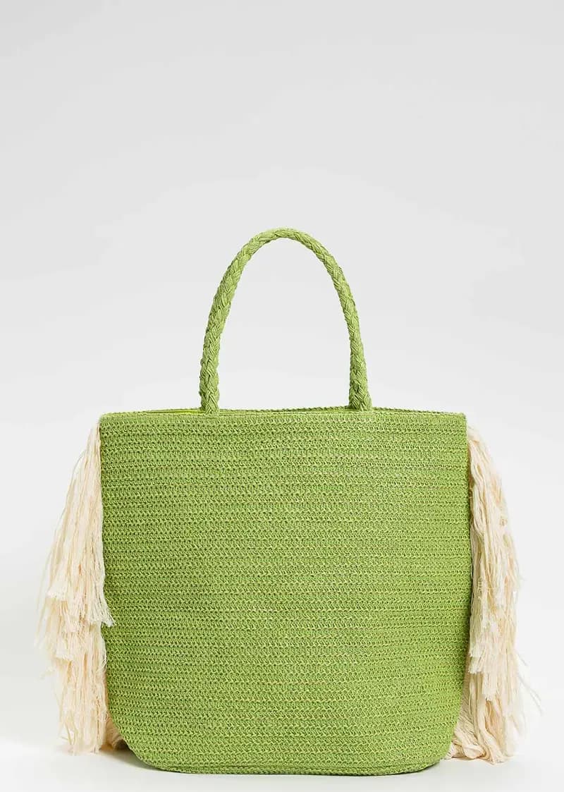 TWINSET | Borsa shopping effetto rafia con frange - 7