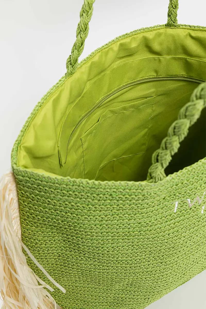 TWINSET | Borsa shopping effetto rafia con frange - 8