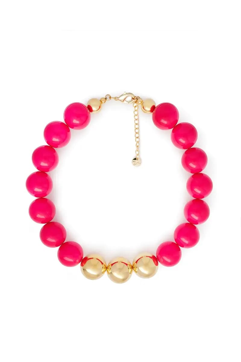 MYA ACCESSORIES | Collana girocollo in acrilico con sfere fucsia - 2