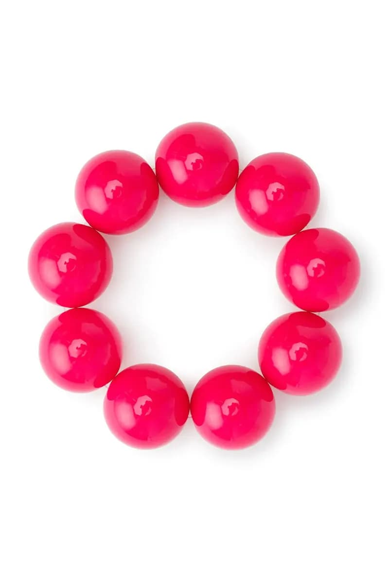 MYA ACCESSORIES | Bracciale con sfere XXL elastico in acrilico fucsia - 2