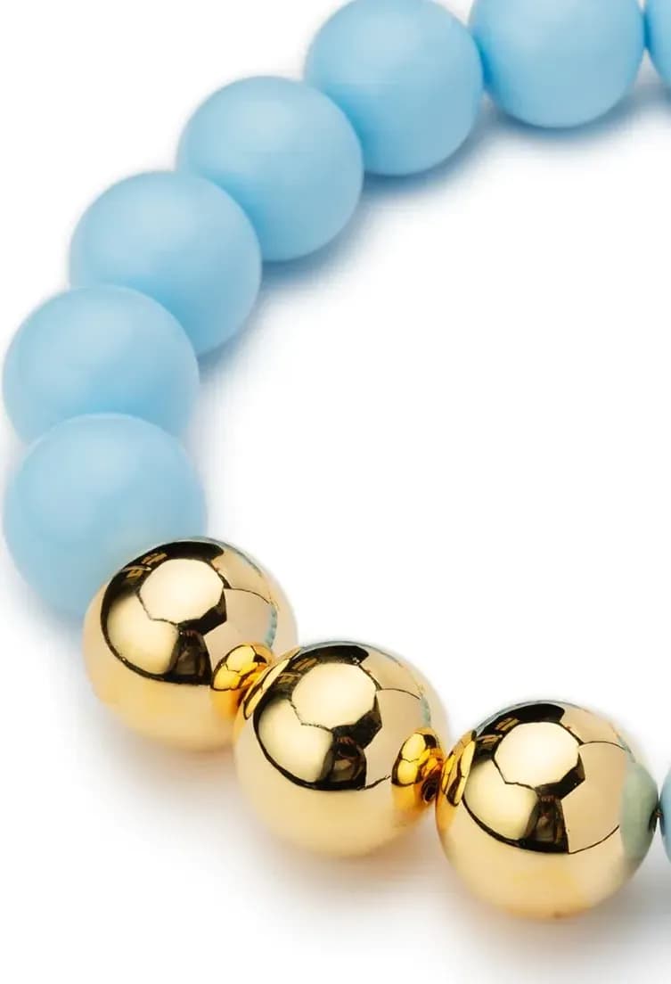 MYA ACCESSORIES | Collana girocollo in acrilico con sfere celeste - 3