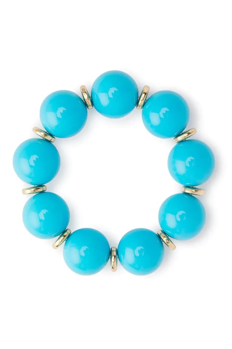 MYA ACCESSORIES | Bracciale elastico con sfere in acrilico azzurro rondelle - 2