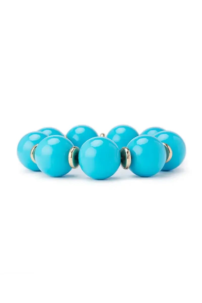 MYA ACCESSORIES | Bracciale elastico con sfere in acrilico azzurro rondelle - 3