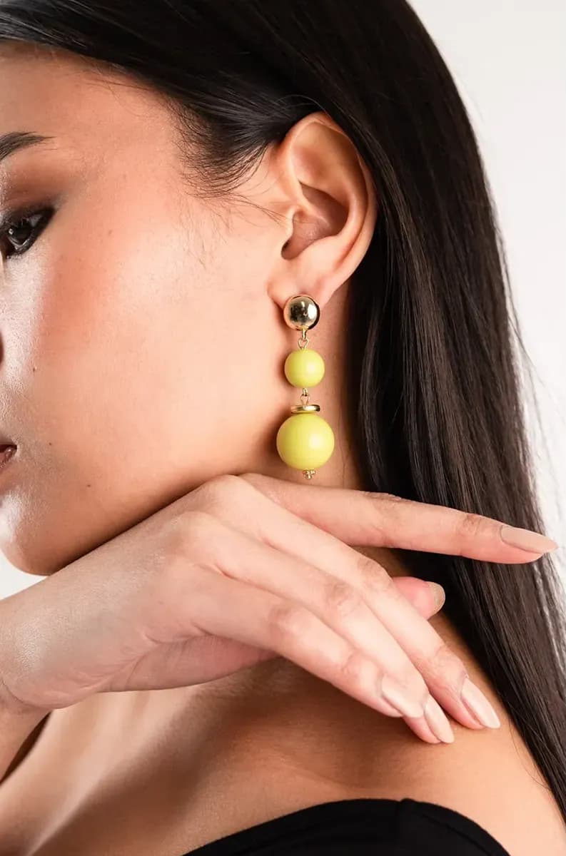 MYA ACCESSORIES | Orecchini pendenti due sfere acrilico