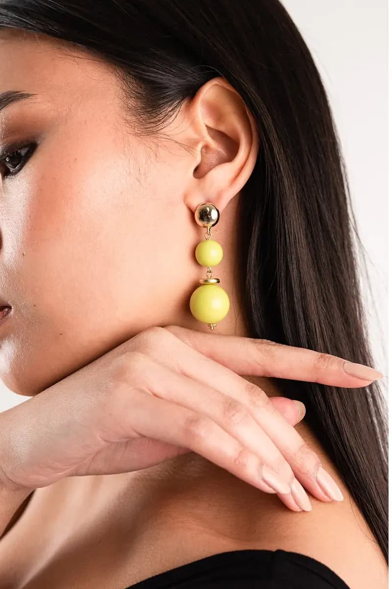MYA ACCESSORIES | Orecchini pendenti due sfere acrilico - 3