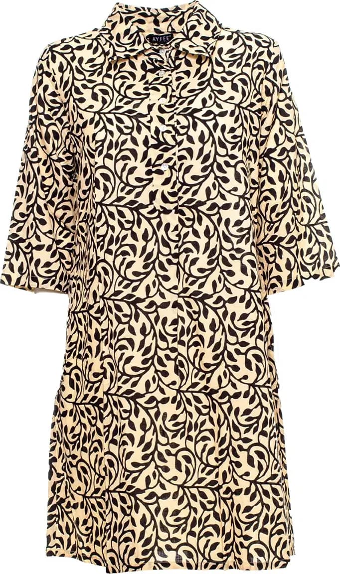 AYFEE | Abito dritto stampato collo camicia cotone – VARIANTE 6
