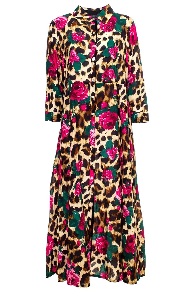 AYFEE | Abito chemisier lungo stampa animalier cotone - 2