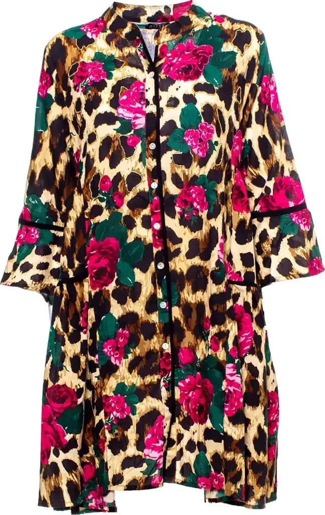 AYFEE | Abito corto balze stampa animalier cotone - 2