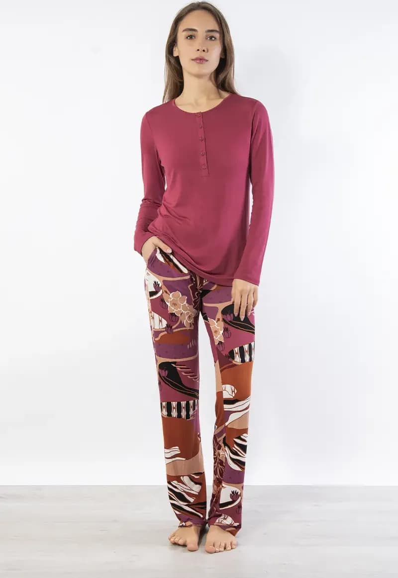 VERDISSIMA | Pigiama maglia serafino e pantalone - 2
