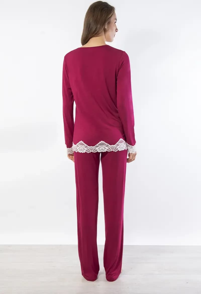 VERDISSIMA | Pigiama maglia serafino e pantalone viscosa - 3