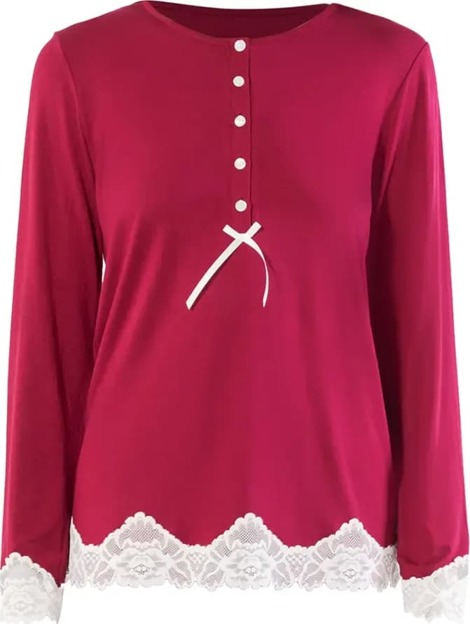 VERDISSIMA | Pigiama maglia serafino e pantalone viscosa - 4