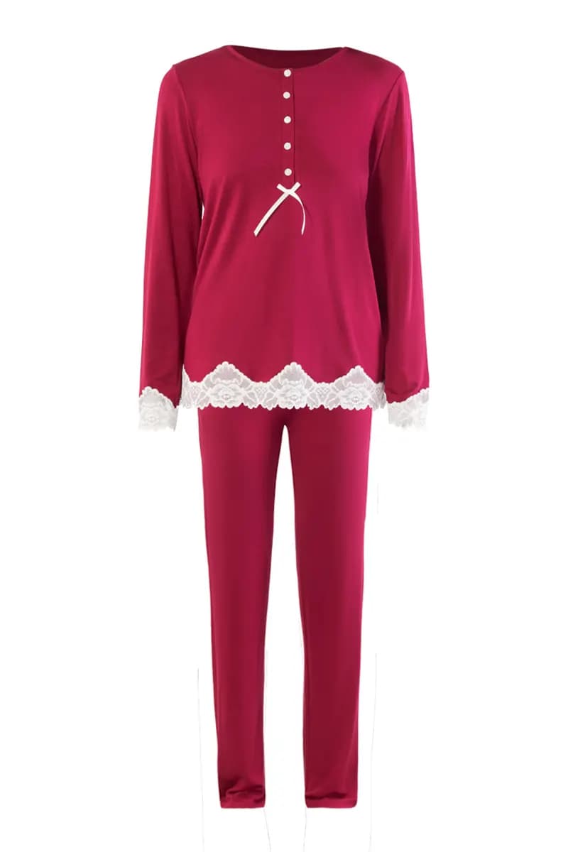 VERDISSIMA | Pigiama maglia serafino e pantalone viscosa - 7