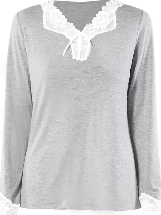 VERDISSIMA | Pigiama maglia a V e pantalone polsini - 2